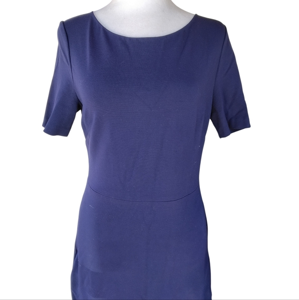 Diane Von Furstenberg Serafina Navy Blue Ruffle Hem A Line Dress Size 4 - Picture 3 of 11